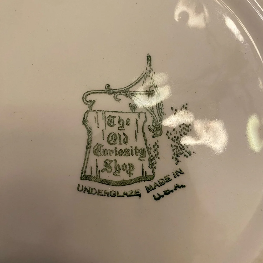 VTG Royal China The Old Curiosity Shop Green Transferware Dinner Plate 10”